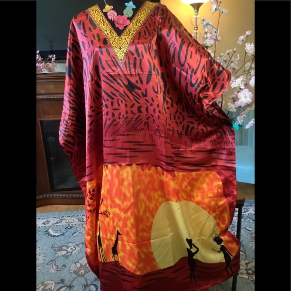 🌻NWT WINLAR SUNSET FIRE COVERUP/ CAFTAN - Picture 13 of 16